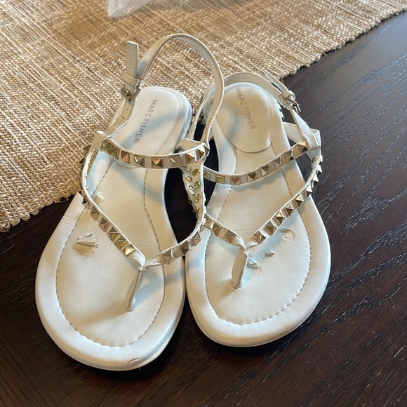 Marc Fisher White Studded Sandals - Picture 2 of 7